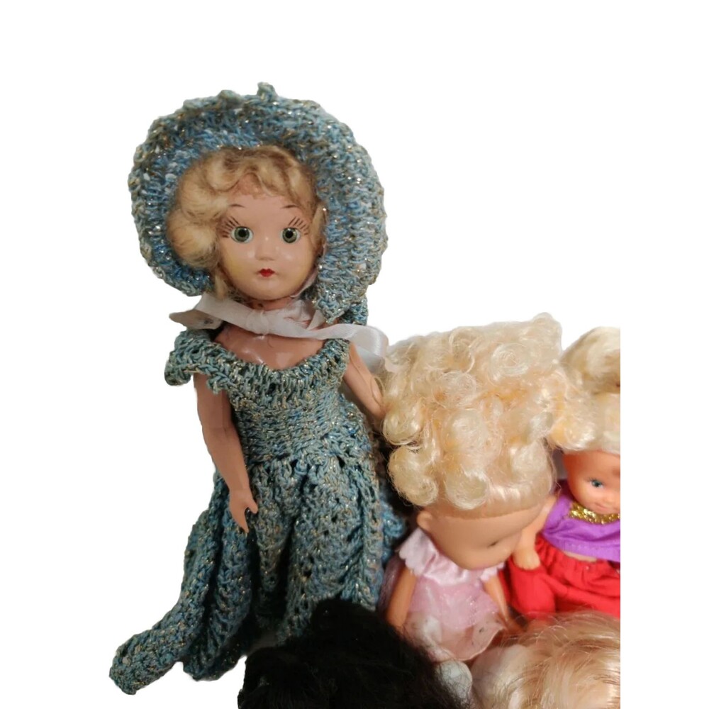 Vintage 1983 Rainbow Brite 4" & Misc Doll Lot bigger dolls have open close eyes